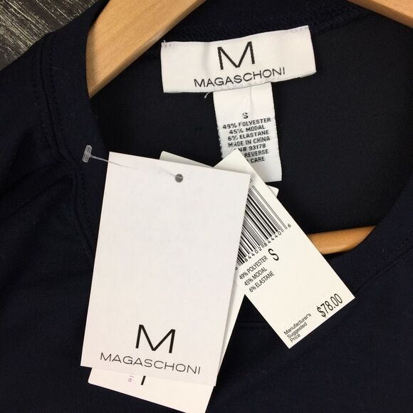 Magaschoni Blue Twist Waist Long Sleeve Top S NEW - Picture 7 of 9